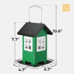 Veehoo Bird House Feeders for Outdoors Hanging-Metal Wild Bird House Feeders with 4 Ports, Country House Design, Garden Yard Decor Weatherproof Hanging Bird Feeder for Outside, Green