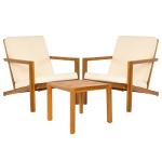 IDZO Natural 3-Piece Patio Bistro Sets with Foldable 400lbs Weight Chairs, a 220lbs Shelf Table, Made from FSC-Certified Acacia Wood, Featuring Washable Cushions and an Ergonomic Design