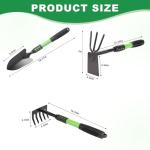 Garden Tool Set, 3 Pack Gardening Tools, Stainless Steel Heavy Duty Hand Cultivator, Hoes, Shovel, for Planting Weeding Digging, Green