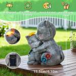 Komothala Solar Garden Statue Light, Cute Cats with Flowers Outdoor Deco for Patio, Lawn, Yard, Housewarming Birthday Gifts for Cat Lovers, Mom,Grandma,Women (Grey Cat)