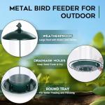 Gbekery Metal Bird Feeders for Outdoors Hanging, Weather Resistant Wild Bird Feeder with 360 Degree Feeding Tray, Green
