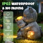 Komothala Solar Garden Statue Light, Cute Cats with Flowers Outdoor Deco for Patio, Lawn, Yard, Housewarming Birthday Gifts for Cat Lovers, Mom,Grandma,Women (Grey Cat)
