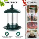 Gbekery Metal Bird Feeders for Outdoors Hanging, Weather Resistant Wild Bird Feeder with 360 Degree Feeding Tray, Green