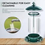 Gbekery Metal Bird Feeders for Outdoors Hanging, Weather Resistant Wild Bird Feeder with 360 Degree Feeding Tray, Green