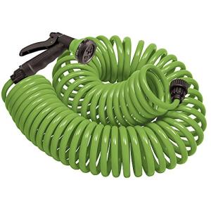 Orbit 27389 Coil Garden Hose, 50 Feet, with 8-Pattern Hose Nozzle (Green)