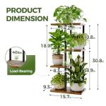 Bamworld Plant Stand Indoor, Corner 4 Tier Metal Plant Shelf for Multiple Plants, Tiered Flower Pot Stands for Patio Garden Balcony Living Room Bedroom, Brown
