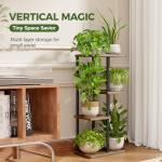 Bamworld Plant Stand Indoor, Corner 4 Tier Metal Plant Shelf for Multiple Plants, Tiered Flower Pot Stands for Patio Garden Balcony Living Room Bedroom, Brown