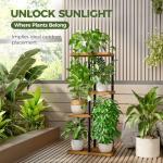 Bamworld Plant Stand Indoor, Corner 4 Tier Metal Plant Shelf for Multiple Plants, Tiered Flower Pot Stands for Patio Garden Balcony Living Room Bedroom, Brown