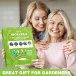 WORKPRO 5PCS Garden Tool Set, Powder Coating Compact Aluminum Gardening Tool Set with Repotting Mat, Outdoor Garden Hand Tools, Ideal Gardening Gift, Green