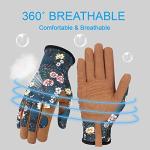 Bamllum Leather Gardening Gloves for Women - Working Gloves for Weeding, Digging, Planting, Raking and Pruning (Brown+Green)