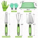 WORKPRO 5PCS Garden Tool Set, Powder Coating Compact Aluminum Gardening Tool Set with Repotting Mat, Outdoor Garden Hand Tools, Ideal Gardening Gift, Green