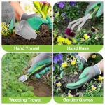 WORKPRO 5PCS Garden Tool Set, Powder Coating Compact Aluminum Gardening Tool Set with Repotting Mat, Outdoor Garden Hand Tools, Ideal Gardening Gift, Green