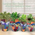 Midogaigai Abstract Face Planter Pots for Plants,Hand-Painted Colorful Flower Pots with Drainage, Indoor Outdoor Garden Decor Gift(Modern,Small)