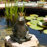 Lune cle Frog Garden Statue,11.5" H×9.8" L Animal Figurines Garden Decor, Weather-Resistant Outdoor & Indoor Sculptures & Statues for Home,Patio,Yard and Entryway-Seated Frog with Scepter