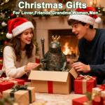 Lune cle Frog Garden Statue,11.5" H×9.8" L Animal Figurines Garden Decor, Weather-Resistant Outdoor & Indoor Sculptures & Statues for Home,Patio,Yard and Entryway-Seated Frog with Scepter