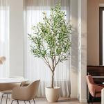 6ft Artificial Olive Tree Faux Olive Plant for Home Decor, Large Fake Olive Tree Modern Farmhouse Style, Floor Plant for Indoor Artificial Trees for Home Decor Indoor, Arbol de Olivo Artificial