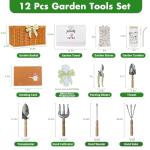 Gardening Gifts for Women 12 Pcs Garden Tools Set with Basket Heavy Duty Gardening Hand Tool with Wood Handle Gardener Lady Plant Lover Gifts Wife Mom Grandma Mothers Day Birthday