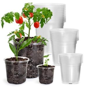 Bluepro 30 Packs 6.7/5/4 Inch Reinforced Clear Nursery Pots with Drainage Hole, Transparent Variety Pack Plastic Plant Pot Seedling Planter for Vegetable Propagation, Root Cutting, Seed Starting