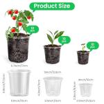 Bluepro 30 Packs 6.7/5/4 Inch Reinforced Clear Nursery Pots with Drainage Hole, Transparent Variety Pack Plastic Plant Pot Seedling Planter for Vegetable Propagation, Root Cutting, Seed Starting