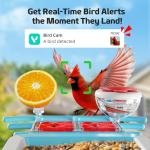 Bird Feeder with Camera 2K HD AI Smart Identify BirdSpecies Solar Panel Outdoors Birdhouse with Cam, Instant Arrival Alerts, Capture BirdVideo, Gifts for Mom Dad