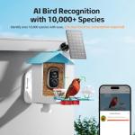 Bird Feeder with Camera 2K HD AI Smart Identify BirdSpecies Solar Panel Outdoors Birdhouse with Cam, Instant Arrival Alerts, Capture BirdVideo, Gifts for Mom Dad