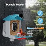 Bird Feeder with Camera 2K HD AI Smart Identify BirdSpecies Solar Panel Outdoors Birdhouse with Cam, Instant Arrival Alerts, Capture BirdVideo, Gifts for Mom Dad