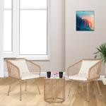 3-Piece Outdoor Furniture Modern Patio Bistro Set Rattan Conversation Set Wicker Patio Furniture Set with 2 Chairs Coffee Table Cushions Lumbar Pillows for Patio Outdoor Backyard Porch, White