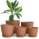 Utopia Home - Plastic Terracotta Pots with Drainage - 7/6.6/6/5.3/4.8 Inches Flower Pots for Indoor Planter - Pack of 5 Plastic Planters, Cactus, Succulents Pot
