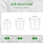 Plgardpo Clear Nursery Pots, 4/5/6 Inch Transparent Plastic Plant Pots with Drainage Holes, Variety Pack Seed Starting Pots, Flexible Clear Flower Pots for Indoor Outdoor Plants, 24 Packs