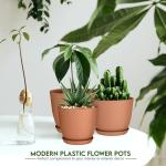 Utopia Home - Plastic Terracotta Pots with Drainage - 7/6.6/6/5.3/4.8 Inches Flower Pots for Indoor Planter - Pack of 5 Plastic Planters, Cactus, Succulents Pot
