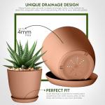 Utopia Home - Plastic Terracotta Pots with Drainage - 7/6.6/6/5.3/4.8 Inches Flower Pots for Indoor Planter - Pack of 5 Plastic Planters, Cactus, Succulents Pot