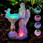 Solar Garden Statue Outdoor Decor, Angel Garden Figurine with Color Changing Light Waterproof Outdoor Statue Resin Sculpture Lawn Ornament for Patio Lawn Yard Christmas Birthday Housewarming Gift