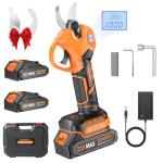 Upgraded Electric Pruning Shears, 1.5'' Cutting Diameter, Brushless Motor Cordless Pruner with LCD Display, 2 x 2000mAh Batteries & Extra SK5 Blades for Garden, Orchard & Branches