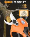 Upgraded Electric Pruning Shears, 1.5'' Cutting Diameter, Brushless Motor Cordless Pruner with LCD Display, 2 x 2000mAh Batteries & Extra SK5 Blades for Garden, Orchard & Branches