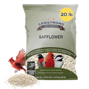 Armstrong Wild Bird Food Safflower Bird Seed, 20 Pounds - for Northern Cardinals, Rose-Breasted Grosbeaks and Black-Capped Chickadees - Ideal for Outside Feeders