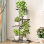 LINZINAR Plant Stand Indoor Outdoor Corner 4 Tier Metal Plant Shelf Patio Plant Rack for Garden Corner Balcony Living Room