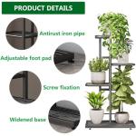 LINZINAR Plant Stand Indoor Outdoor Corner 4 Tier Metal Plant Shelf Patio Plant Rack for Garden Corner Balcony Living Room
