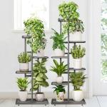 LINZINAR Plant Stand Indoor Outdoor Corner 4 Tier Metal Plant Shelf Patio Plant Rack for Garden Corner Balcony Living Room