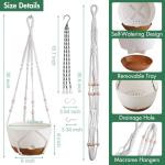 Set of 2-10 Inch Hanging Planters for Indoor Plants with Self-Watering Includes Hanging Pots for Plants, Outdoor Hanging Plant Pot with Drainage, and 2 Types of Hanging Baskets Hangers (White, 10inch)