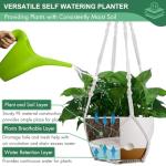 Set of 2-10 Inch Hanging Planters for Indoor Plants with Self-Watering Includes Hanging Pots for Plants, Outdoor Hanging Plant Pot with Drainage, and 2 Types of Hanging Baskets Hangers (White, 10inch)