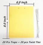 20 Count Dual Yellow Sticky Traps 8 X 6 Inch Set for Flying Plant Insect Like Fungus Gnats, Aphids, Whiteflies, Leafminers -Included 20pcs Twist Ties