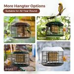 Kingsyard Squirrel Proof Suet Feeder, Cage Bird Feeders for Outdoors Hanging, All Metal, Double Suet Cake Capacity, Tray & Weatherproof, Brown