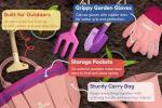 Gardening Set, Tool Kit, for Kids, STEM, Includes Tote Bag, Spade, Watering Can, Rake, Fork, Trowel and Gloves (Princess Pink)