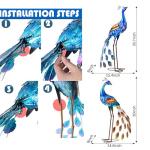 Kircust Peacock Garden Statue and Sculpture, Metal Peacocks Yard Art Lawn Decor, Large Birds Garden Sculptures & Statues for Patio Backyard Pond Home Decoration