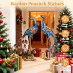 Kircust Peacock Garden Statue and Sculpture, Metal Peacocks Yard Art Lawn Decor, Large Birds Garden Sculptures & Statues for Patio Backyard Pond Home Decoration