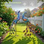 Kircust Peacock Garden Statue and Sculpture, Metal Peacocks Yard Art Lawn Decor, Large Birds Garden Sculptures & Statues for Patio Backyard Pond Home Decoration