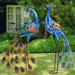 Kircust Peacock Garden Statue and Sculpture, Metal Peacocks Yard Art Lawn Decor, Large Birds Garden Sculptures & Statues for Patio Backyard Pond Home Decoration