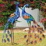 Kircust Peacock Garden Statue and Sculpture, Metal Peacocks Yard Art Lawn Decor, Large Birds Garden Sculptures & Statues for Patio Backyard Pond Home Decoration