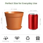 10 Pack 6 Inch Plant Pots with Drainage and Saucers, Plastic Flower Pots for Indoor and Outdoor Plants, Stackable Nursery Planters for Houseplants and Herbs, Terracotta
