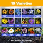 HOME GROWN Wildflower Seeds Bulk 4 oz 63,200+ Seeds 19 Varieties Non-GMO Perennial Mix, Butterfly & Pollinator Flower Seeds, Attract Bees, Birds & Hummingbirds, Outdoor Planting